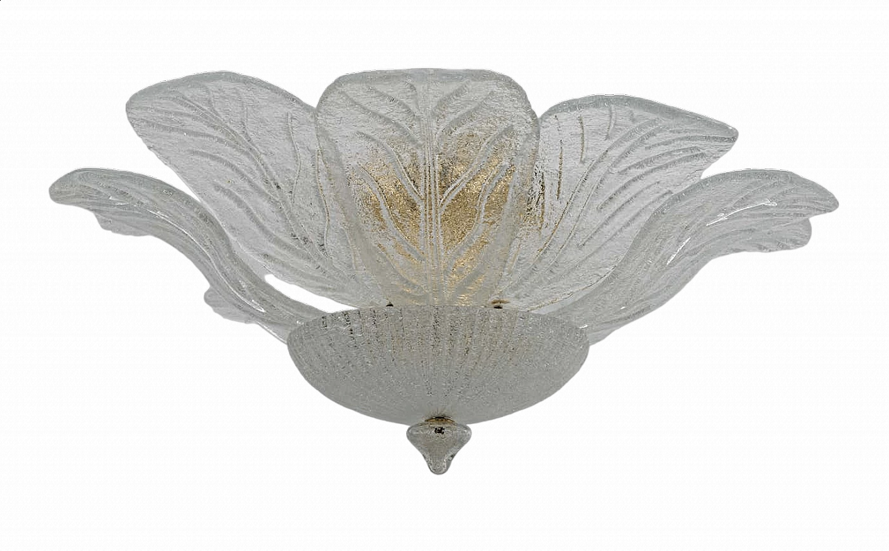 Brass and Murano glass ceiling lamp attributed to Barovier & Toso, 1970s 8