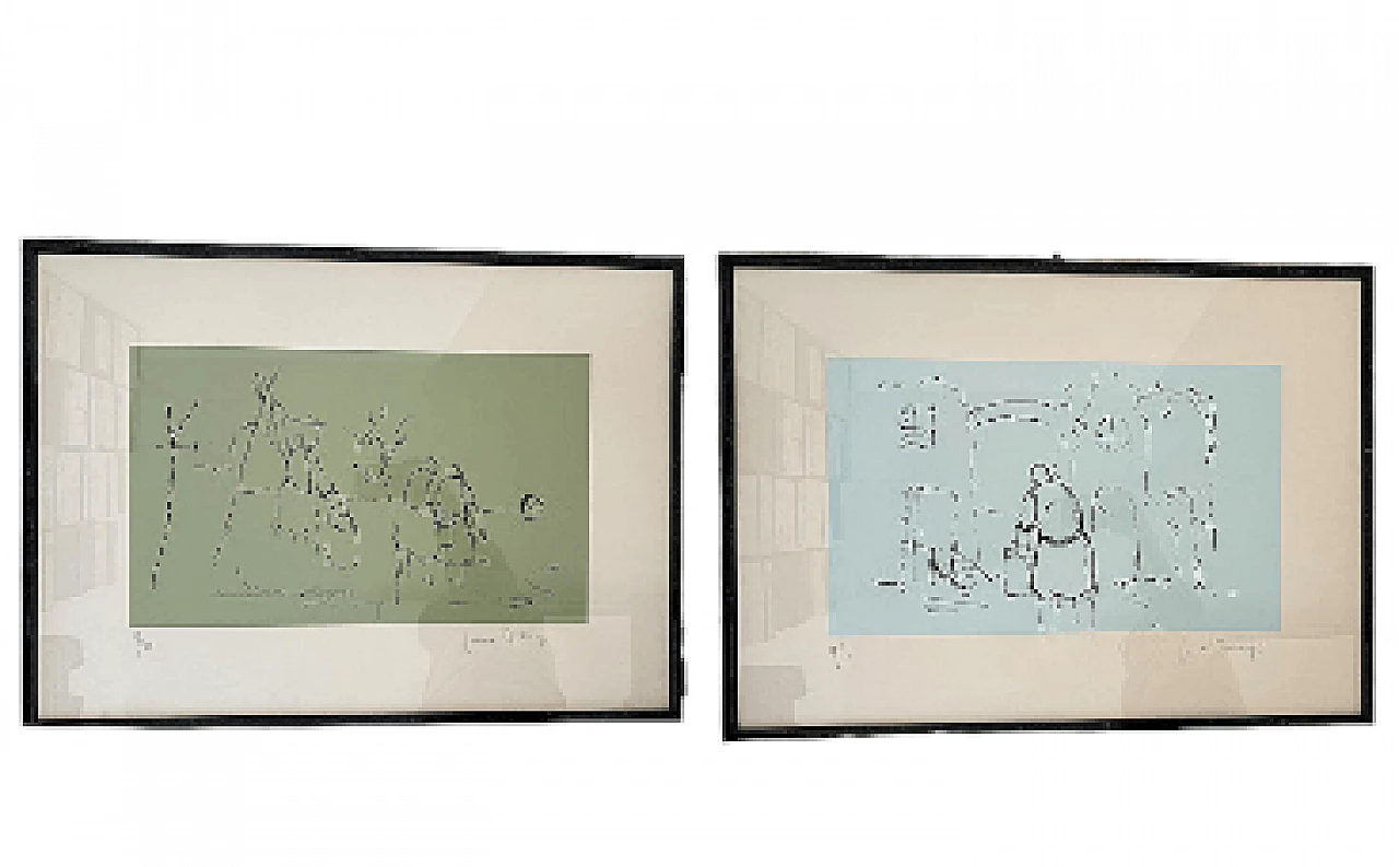 Coppia di disegni di Guido Bertuzzi, anni '60 8