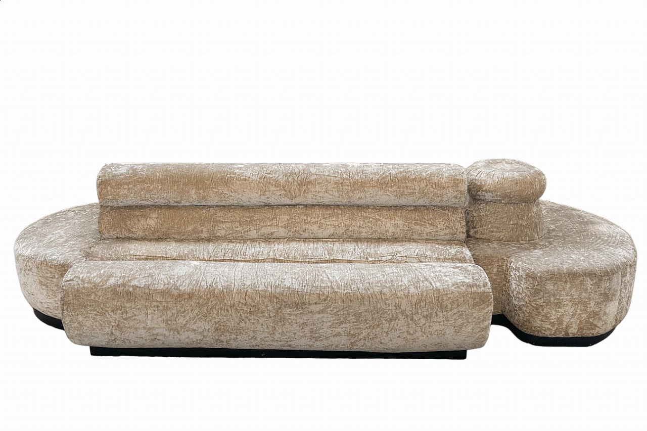 Beige chenille sectional sofa, 1970s 27