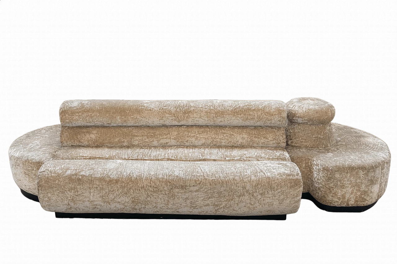 Divano componibile in ciniglia beige, anni '70 27