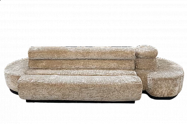 Beige chenille sectional sofa, 1970s