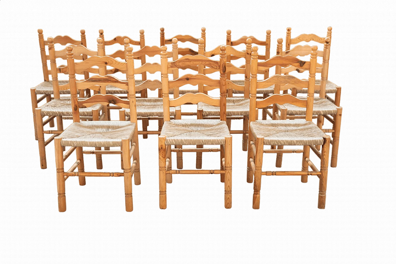 12 Friulian pine chairs, 1980s 27