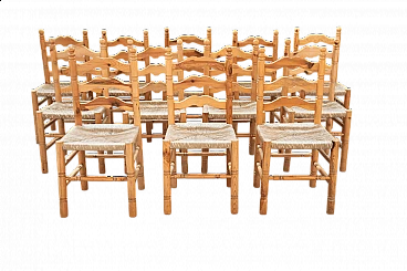 12 Friulian pine chairs, 1980s