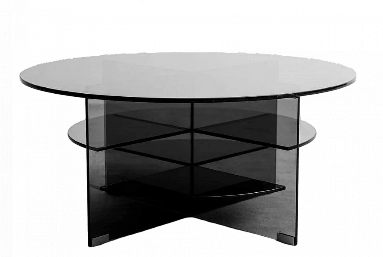 Parsol smoked glass coffee table by Guerra Masiero, 1970s 9