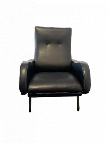 Blue leatherette reclining armchair in the style of Marco Zanuso, 1960s