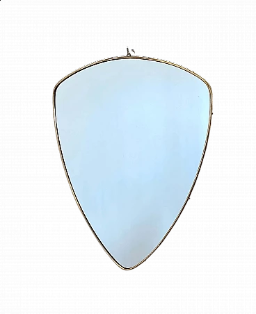 Brass shield-shaped mirror, 1950s