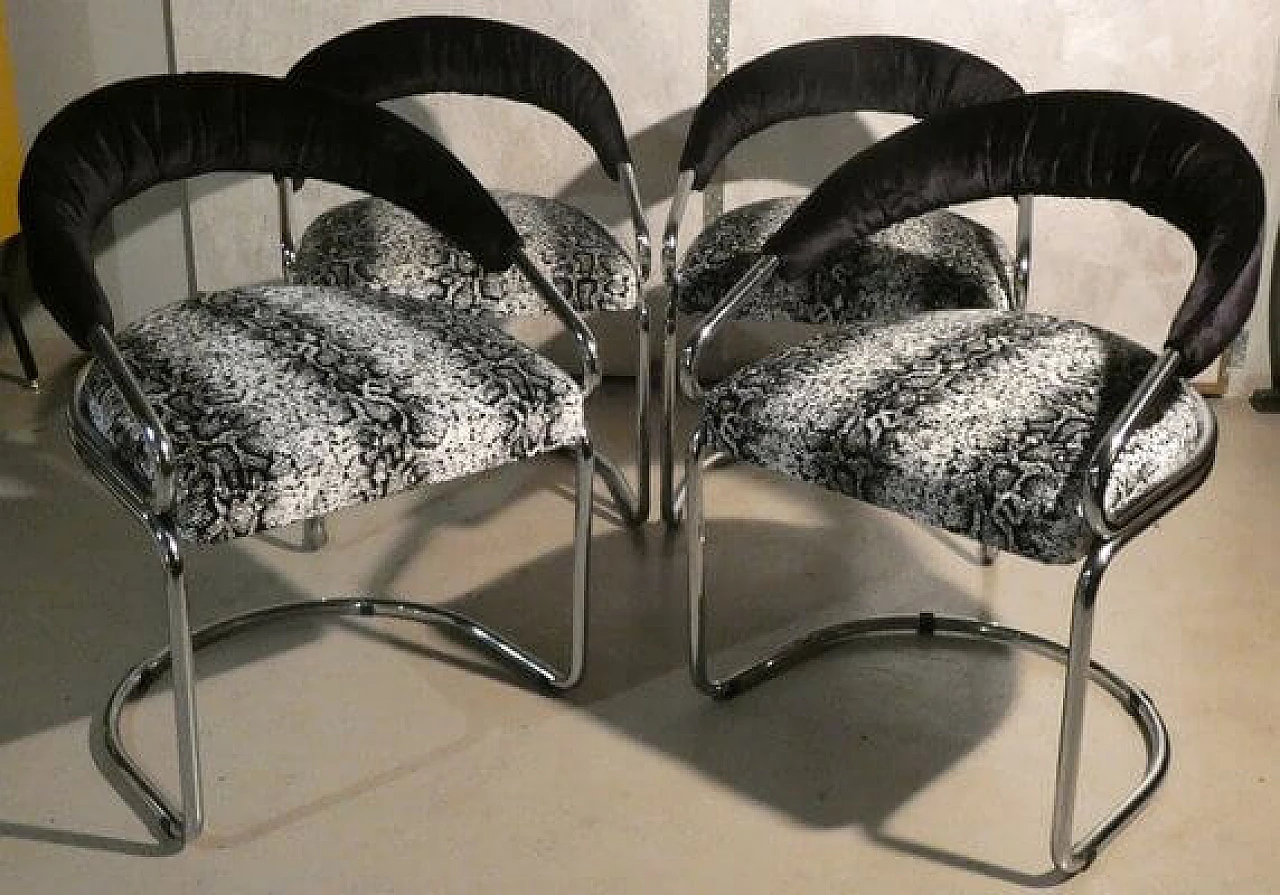 4 Steel chairs by Giotto Stoppino for Kartell, 1970s 1