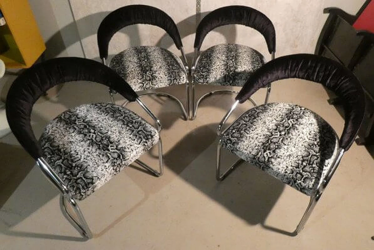 4 Steel chairs by Giotto Stoppino for Kartell, 1970s 4