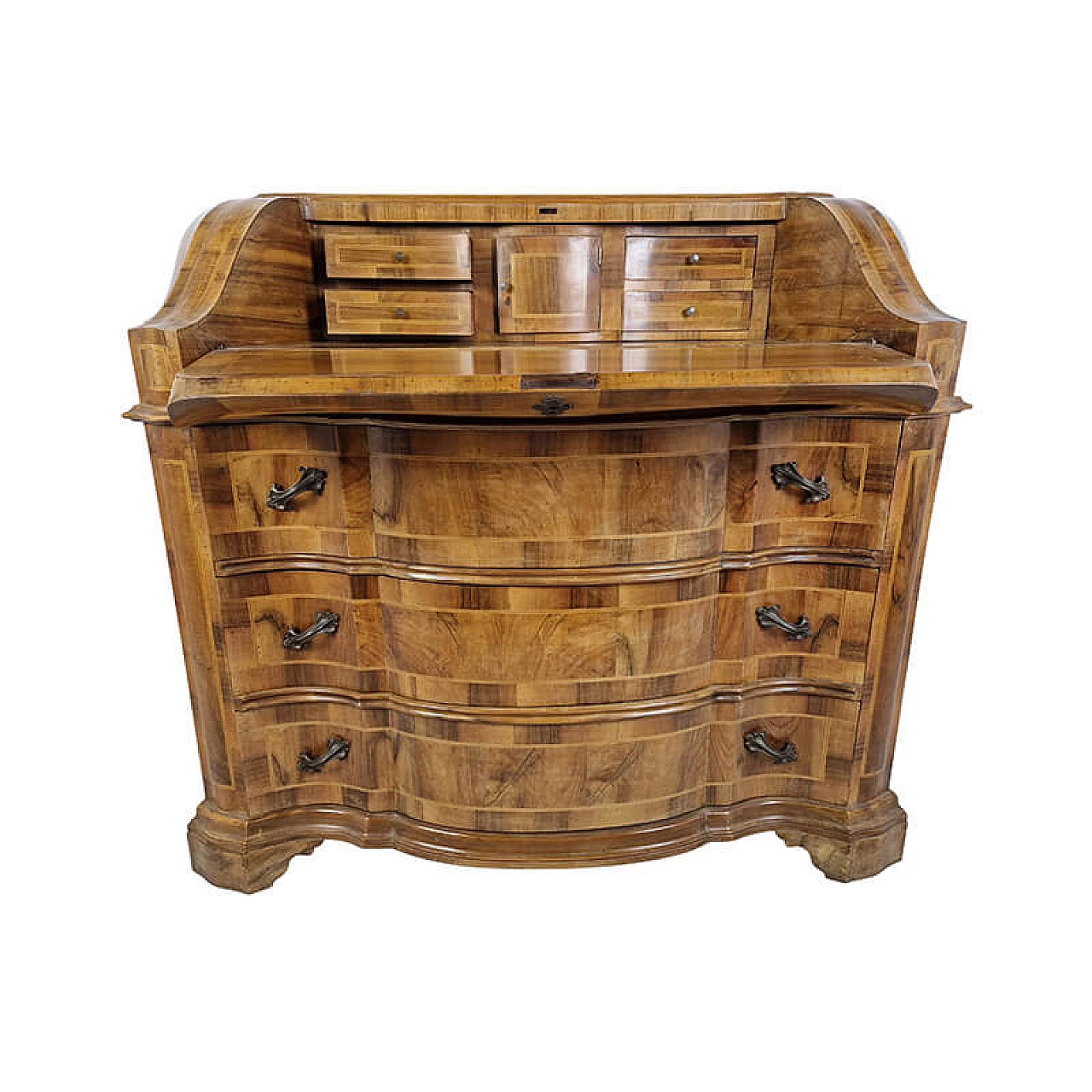 Veronese walnut-root flap desk, late 19th century 8