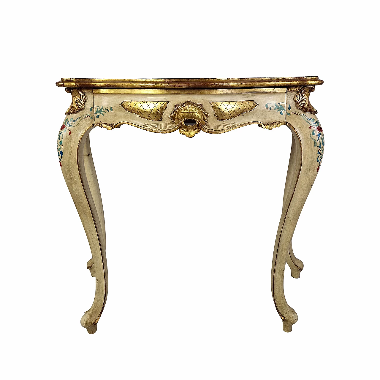 Venetian lacquered and gilded wood console, early 20th century 1