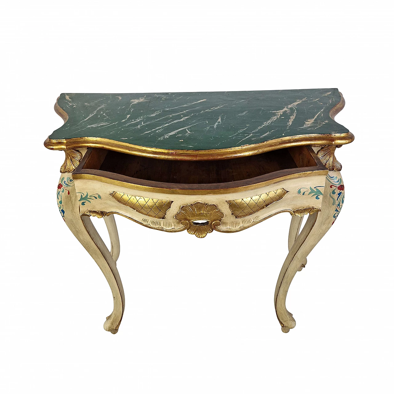 Venetian lacquered and gilded wood console, early 20th century 4