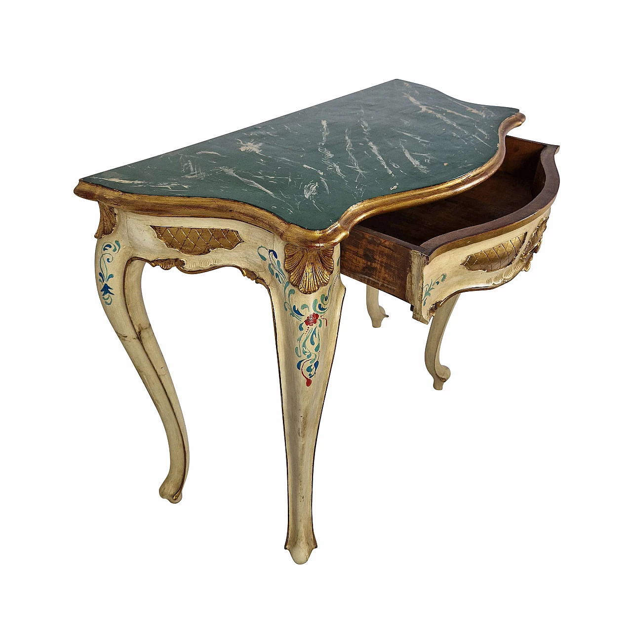 Venetian lacquered and gilded wood console, early 20th century 5