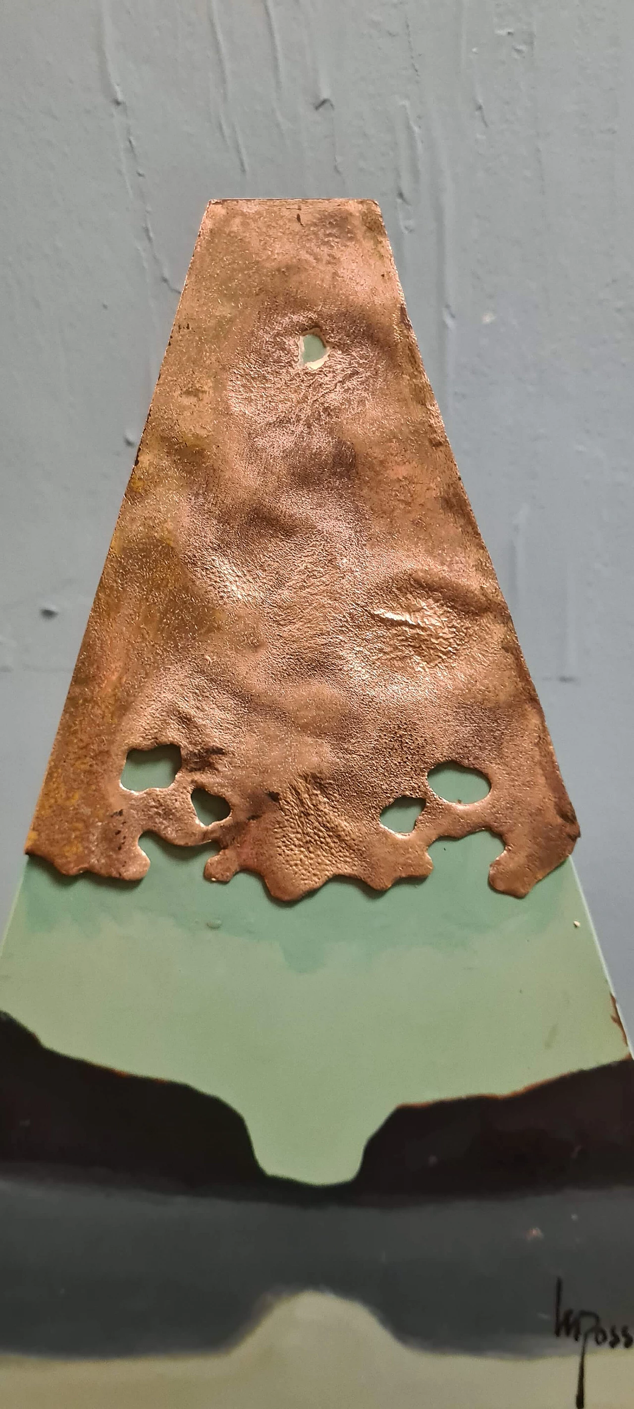 Mario Rosso, composizione metafisica, scultura in legno, metallo e quarzo, anni '80 13