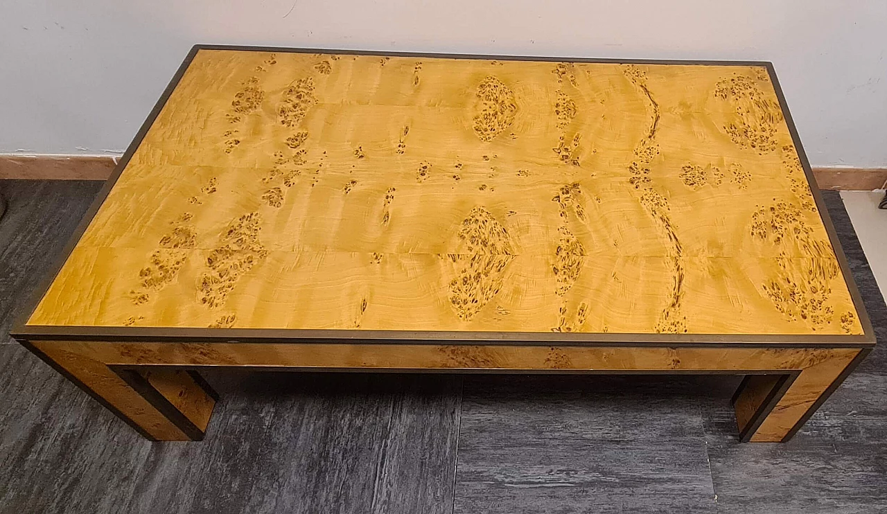 Elm-root and brass coffee table in the style of Willy Rizzo, 1980s 4