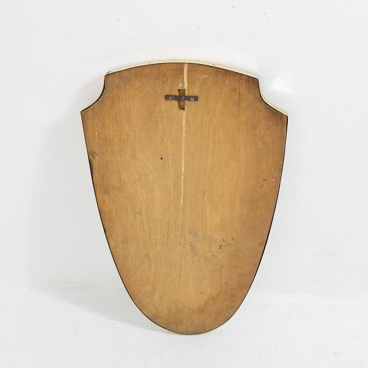 Shield wall mirror with brass frame, 1950s 4