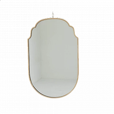 Wall mirror with brass frame, 1950s
