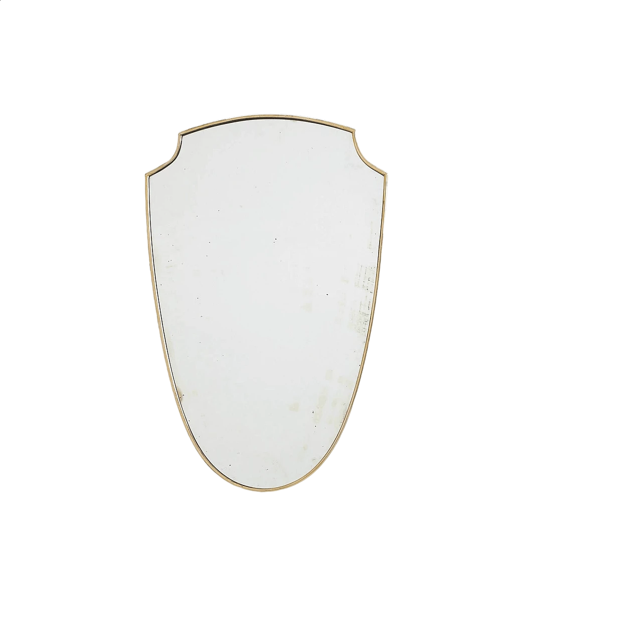 Shield wall mirror with brass frame, 1950s 5