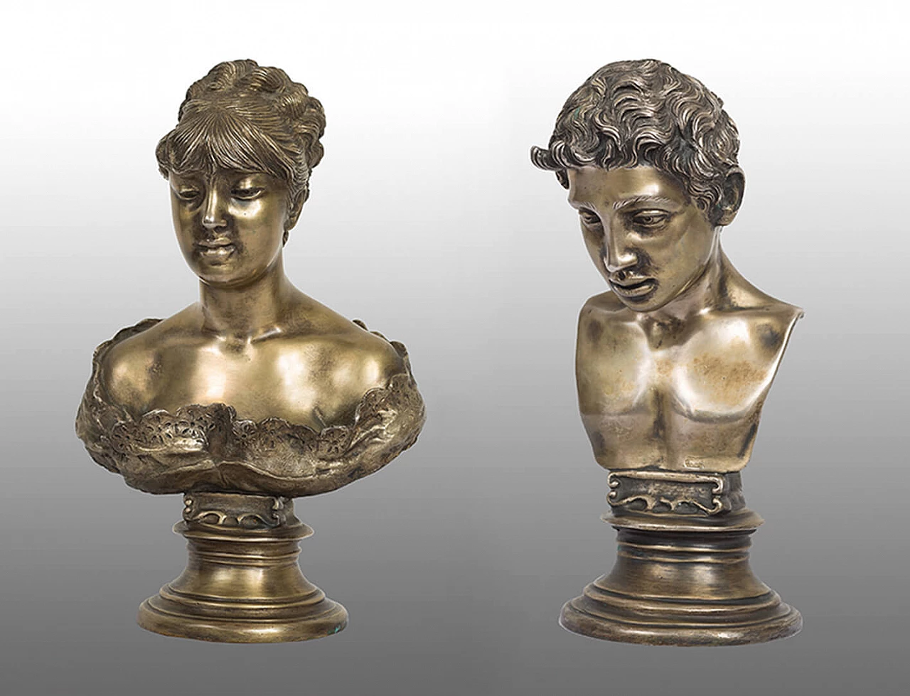Pair of solid silver sculptures by Gemito for Galleria di Chiurazzi, early 20th century 1