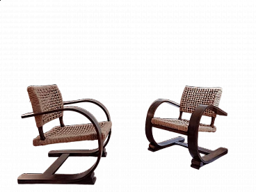 Pair of armchairs by Adrien Audoux and Frida Minet for Vibo Vesoul, 1940s