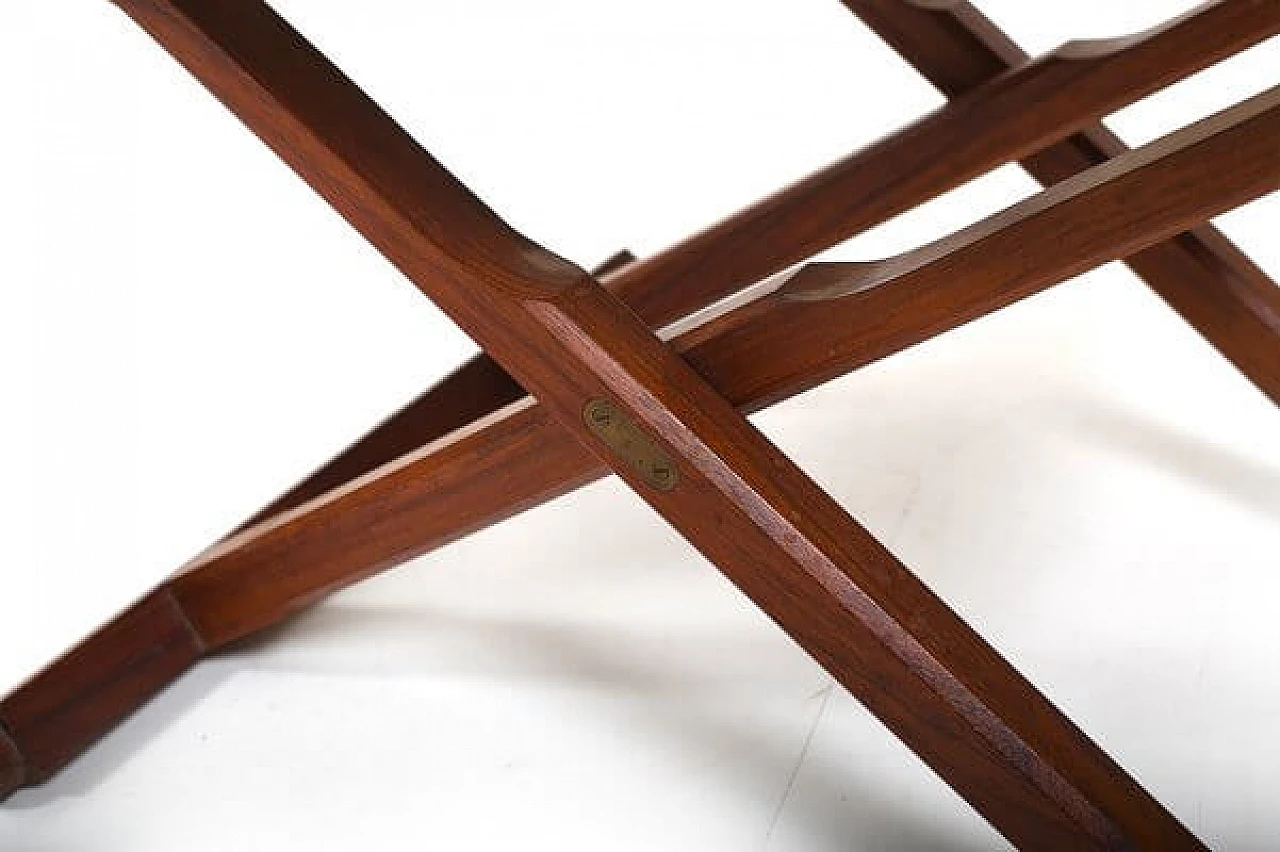 Pair of Danish teak and leather folding stools, 1960s 8