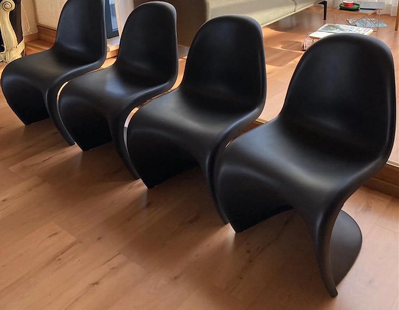 4 Black Panton S chairs by Verner Panton for Vitra 1
