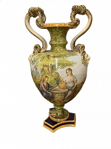 Storied vase depicting The samaritan woman at the well by Ginori, 1860
