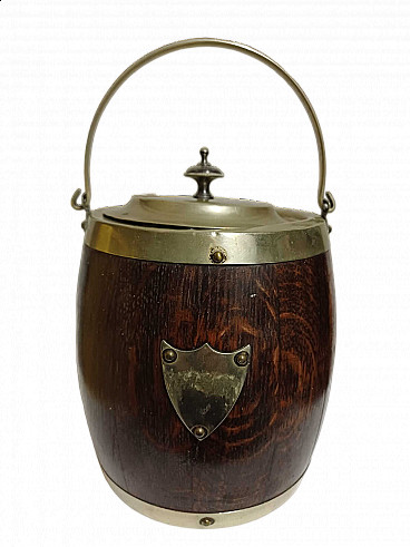 English wood and metal ice bucket, 1930s
