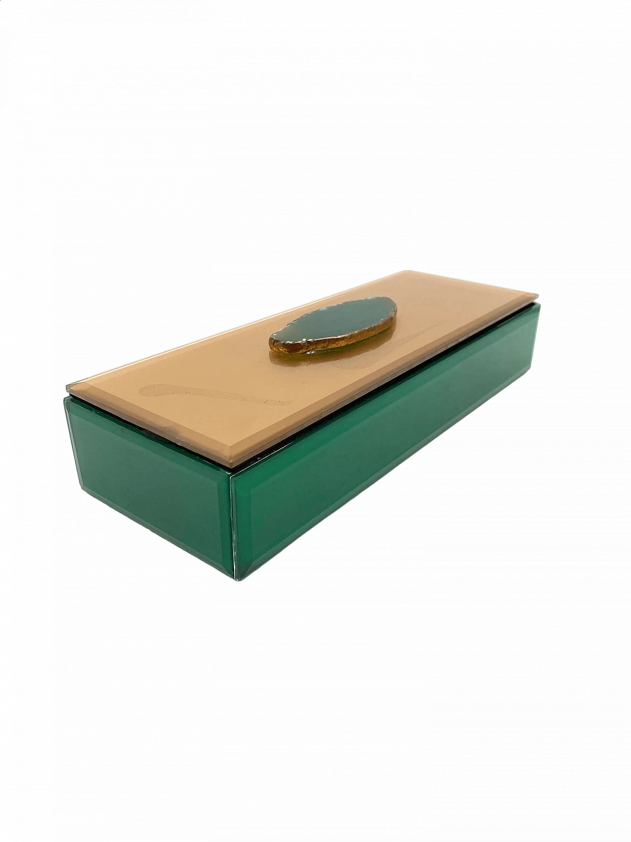 Green glass jewellery box, 1980s 18