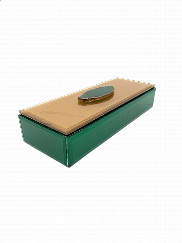 Green glass jewellery box, 1980s