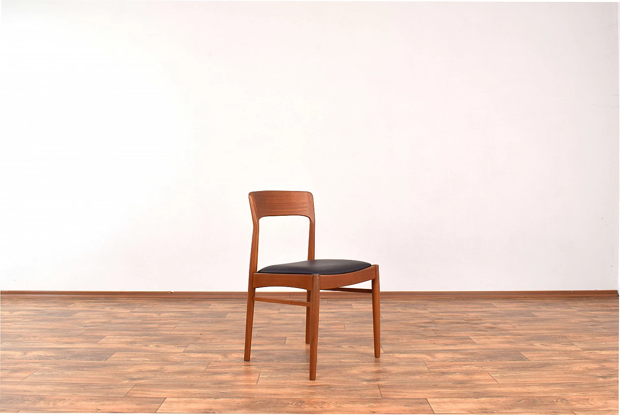 4 Teak and leather dining chairs by Henning Kjærnulf for Korup Stolefabrik, 1960s 3