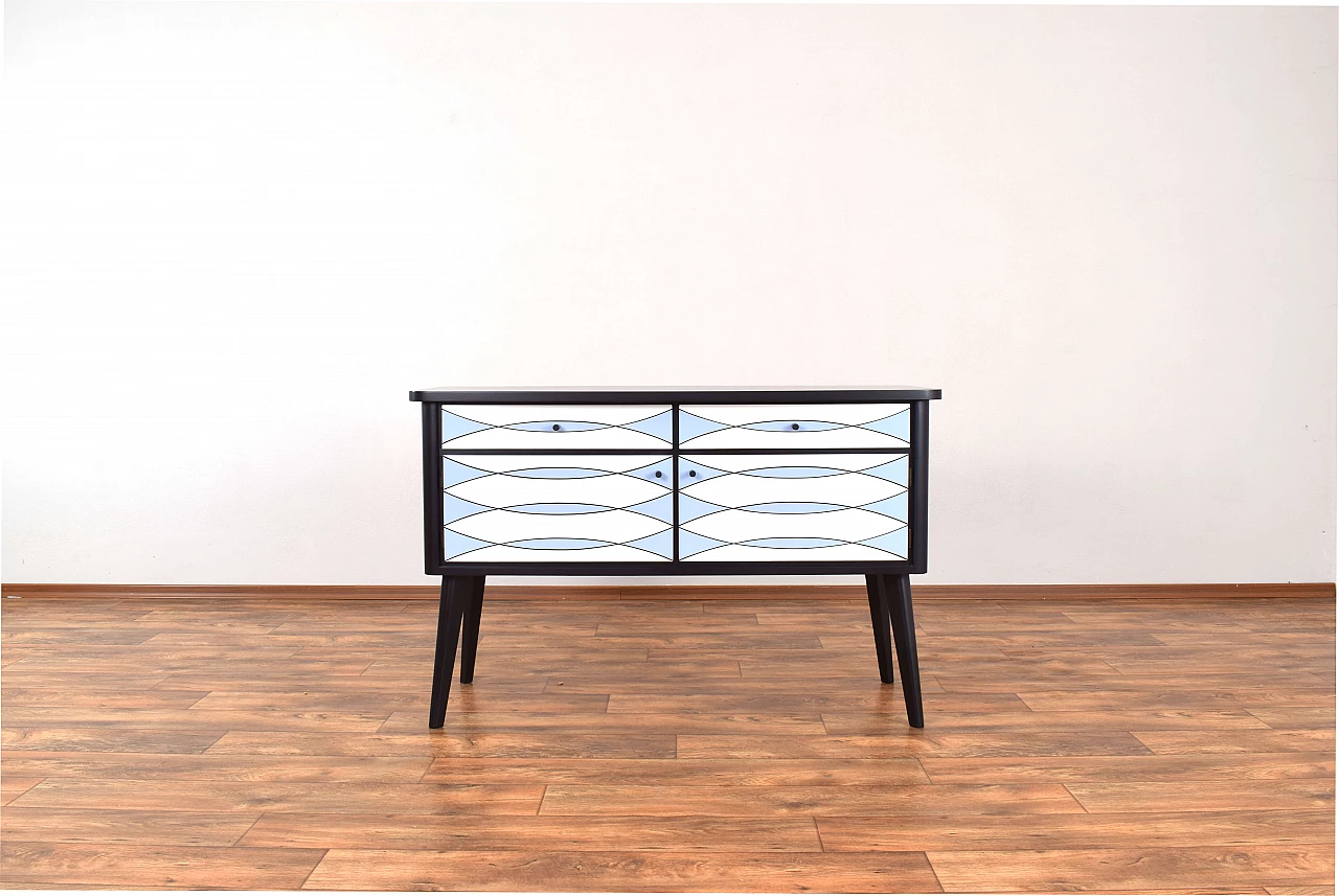 Credenza tedesca dipinta a mano con motivo Op-Art, anni '60 1