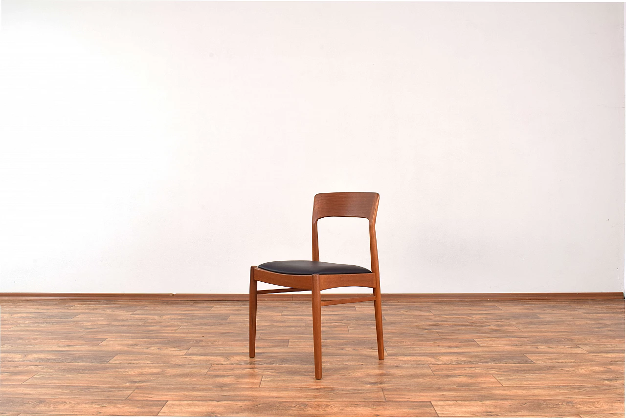4 Teak and leather dining chairs by Henning Kjærnulf for Korup Stolefabrik, 1960s 4