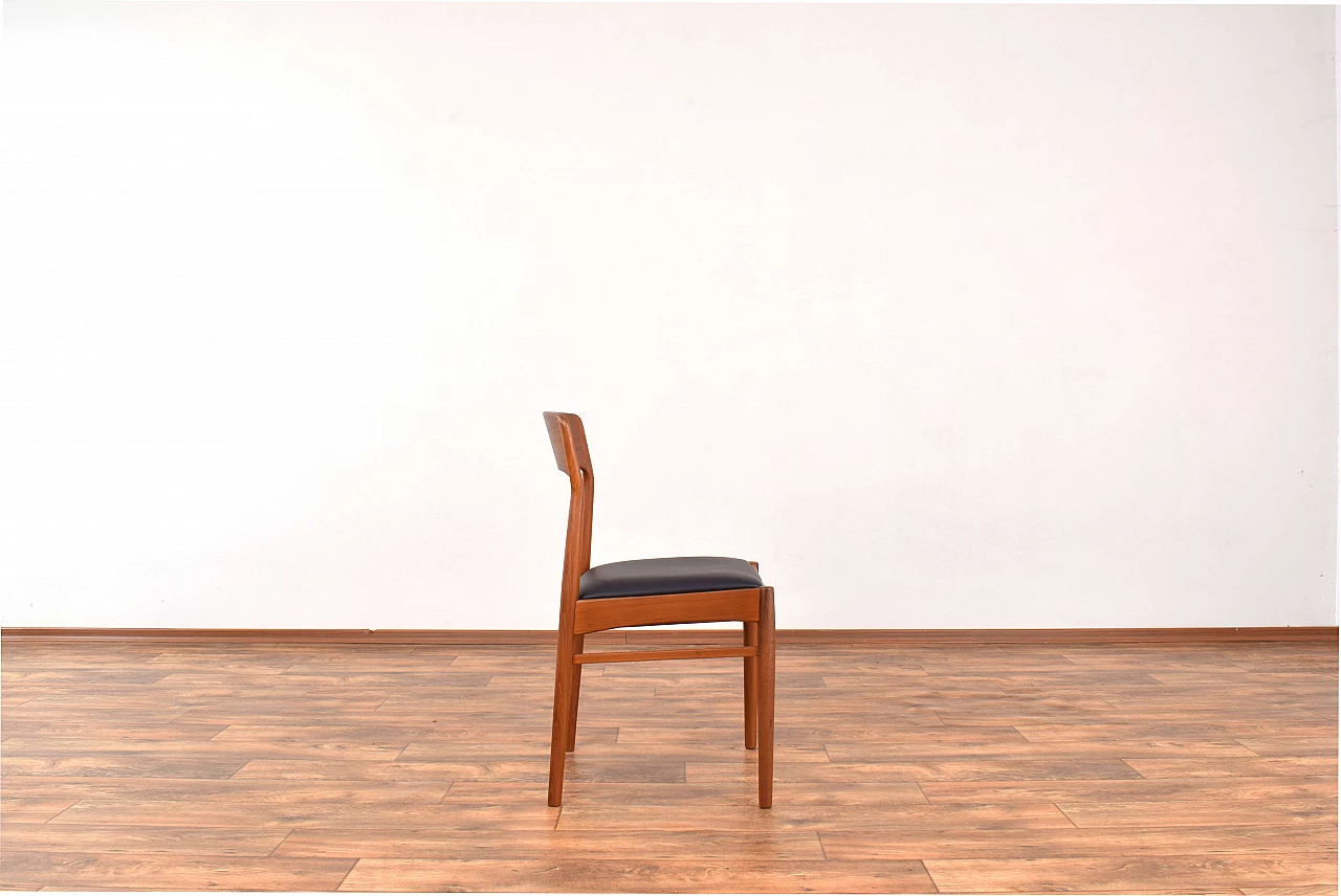 4 Teak and leather dining chairs by Henning Kjærnulf for Korup Stolefabrik, 1960s 5