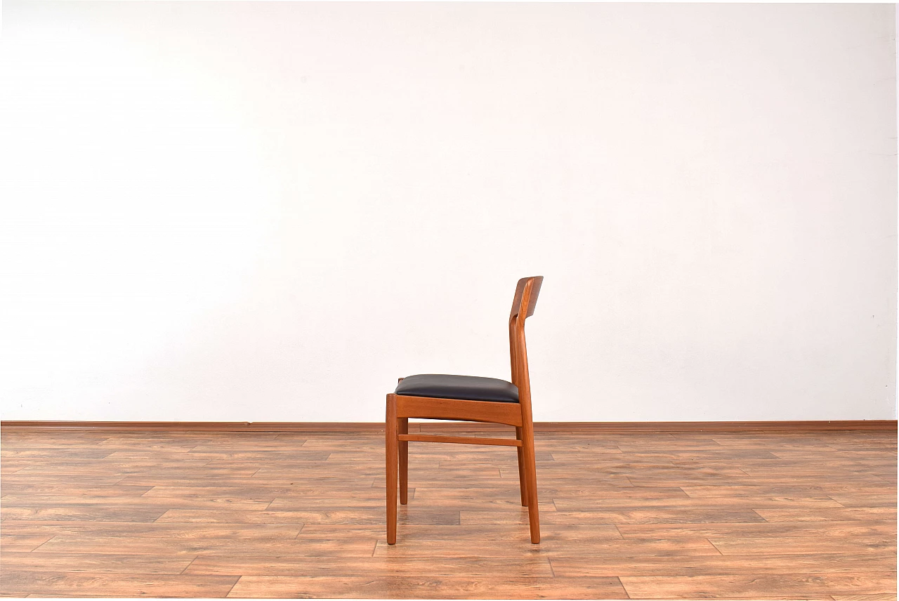 4 Teak and leather dining chairs by Henning Kjærnulf for Korup Stolefabrik, 1960s 6