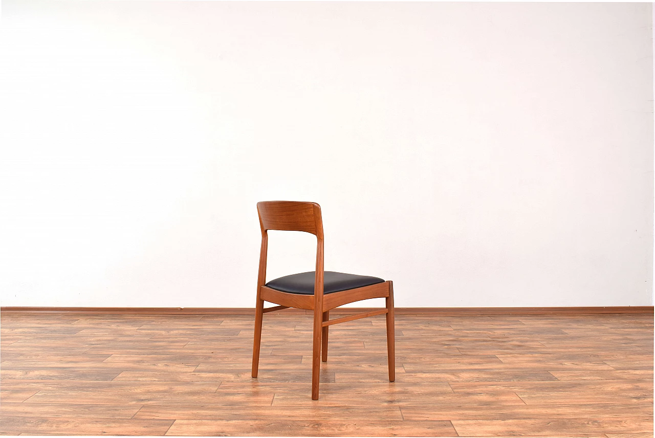 4 Teak and leather dining chairs by Henning Kjærnulf for Korup Stolefabrik, 1960s 7
