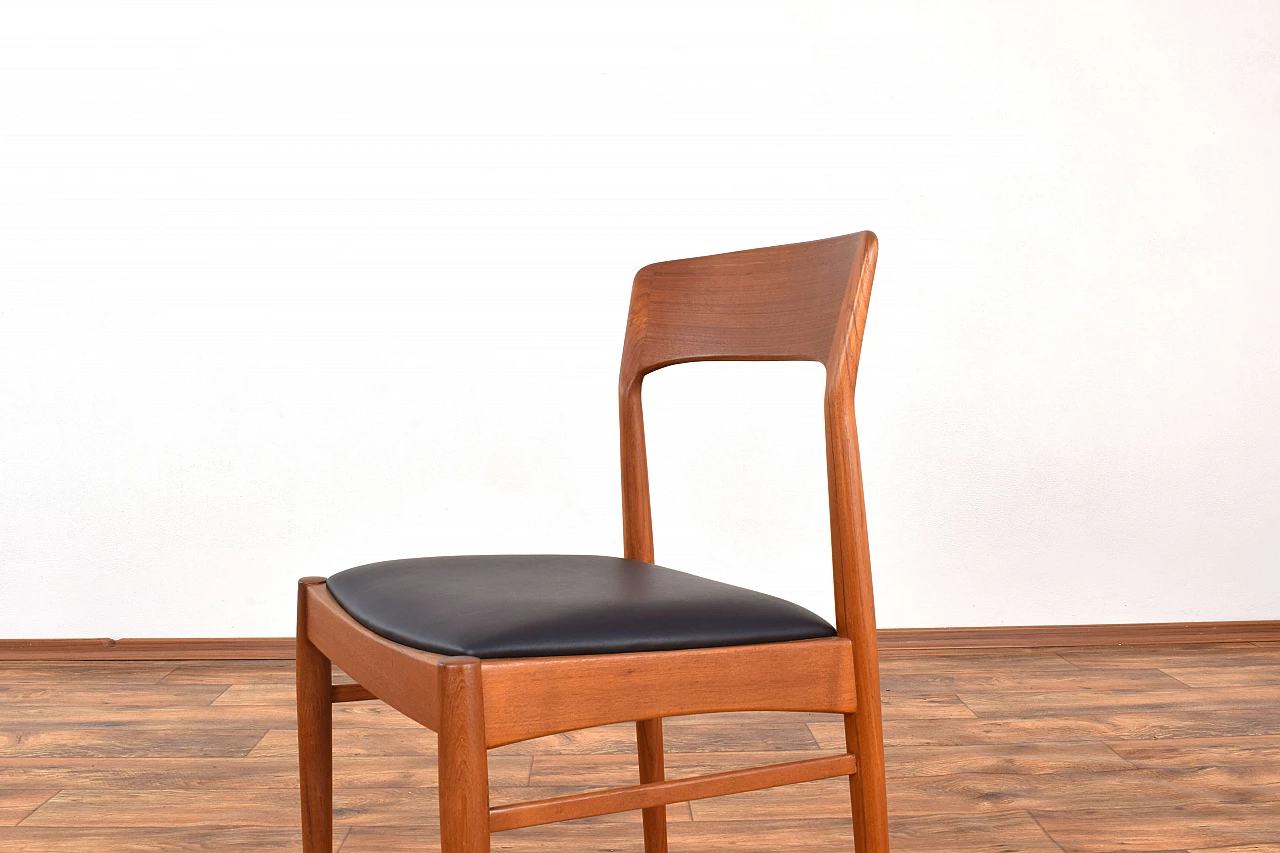 4 Teak and leather dining chairs by Henning Kjærnulf for Korup Stolefabrik, 1960s 9