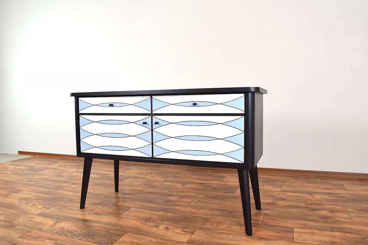 Credenza tedesca dipinta a mano con motivo Op-Art, anni '60 7