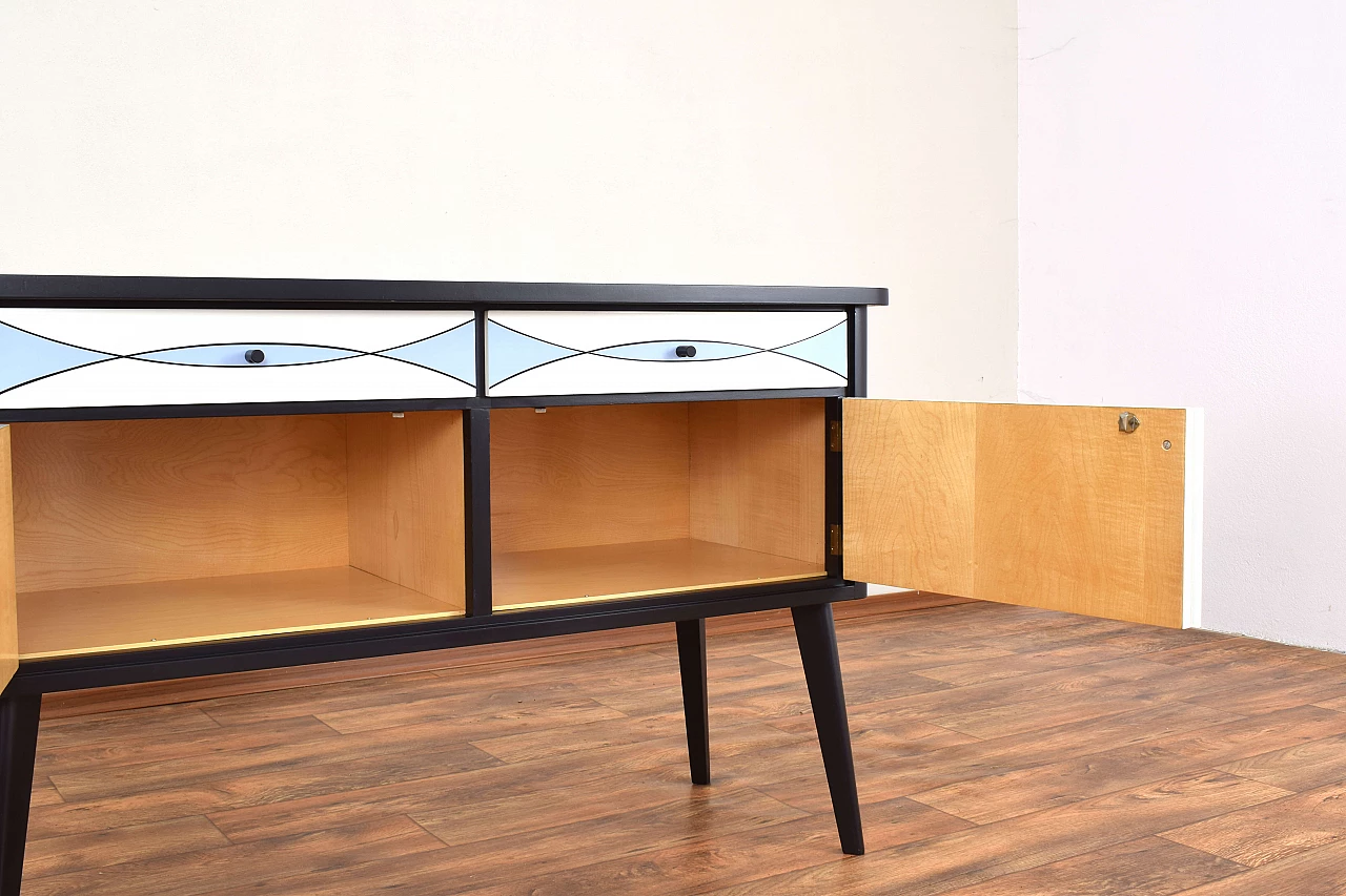 Credenza tedesca dipinta a mano con motivo Op-Art, anni '60 8