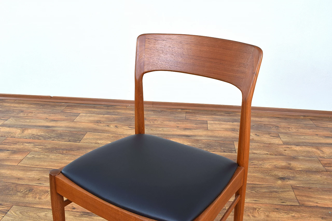 4 Teak and leather dining chairs by Henning Kjærnulf for Korup Stolefabrik, 1960s 11