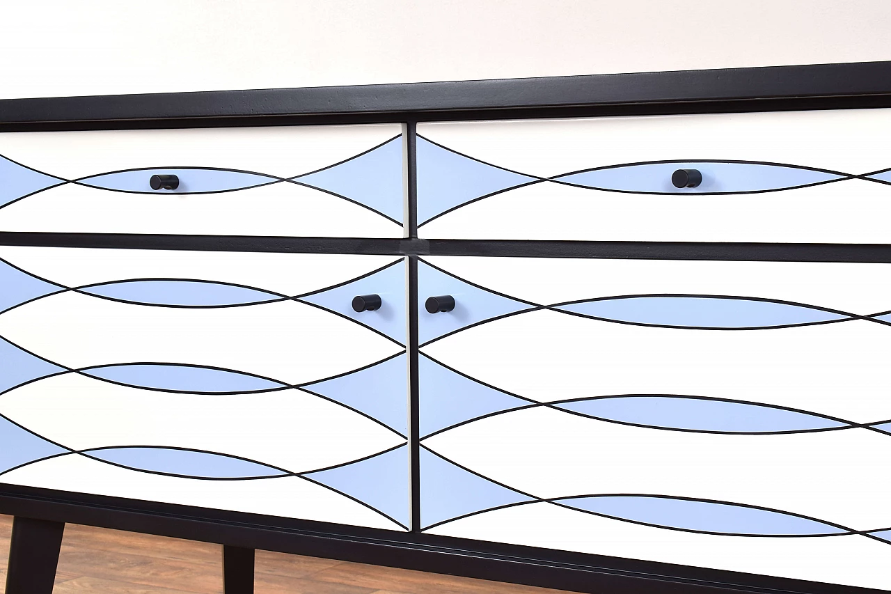 Credenza tedesca dipinta a mano con motivo Op-Art, anni '60 11