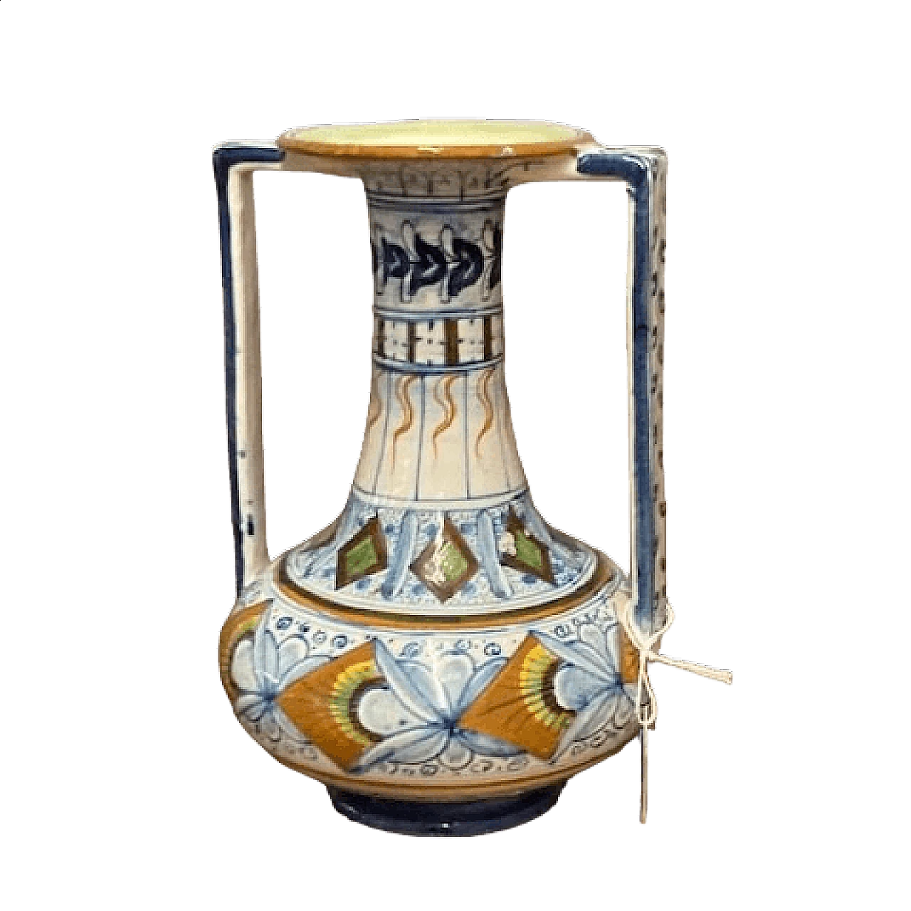 Art Deco polychrome majolica vase by Cantagalli, 1940s 10