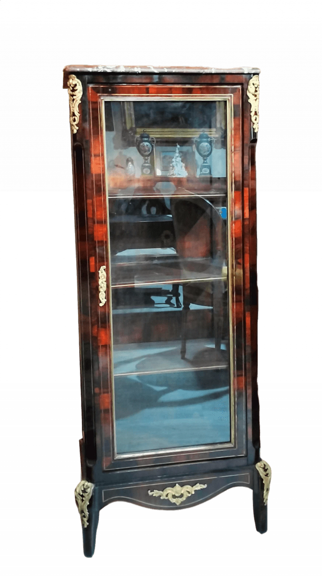 Vetrina Napoleone III in palissandro con decori in bronzo, metà '800 15