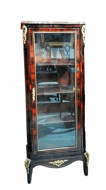 Vetrina Napoleone III in palissandro con decori in bronzo, metà '800