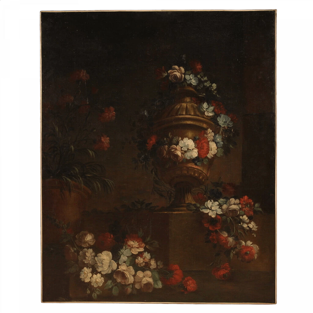 Natura morta con fiori, dipinto a olio su tela, prima metà del '700 16