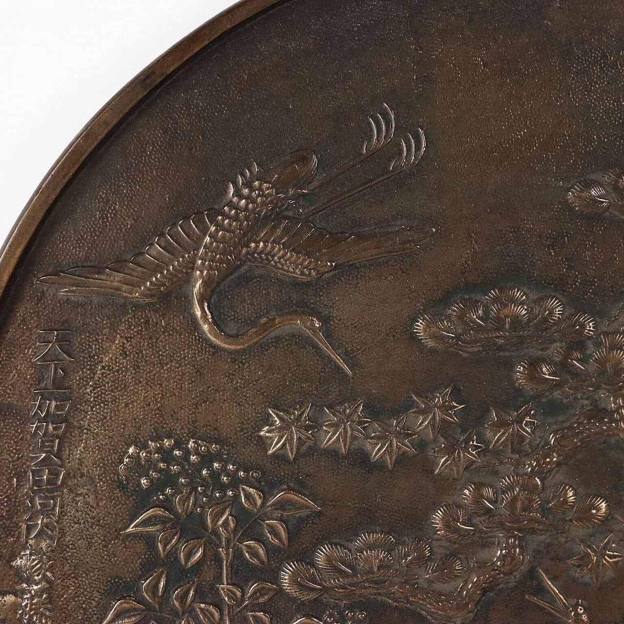 Specchio Meiji  in bronzo con manico in corda, fine '800 4
