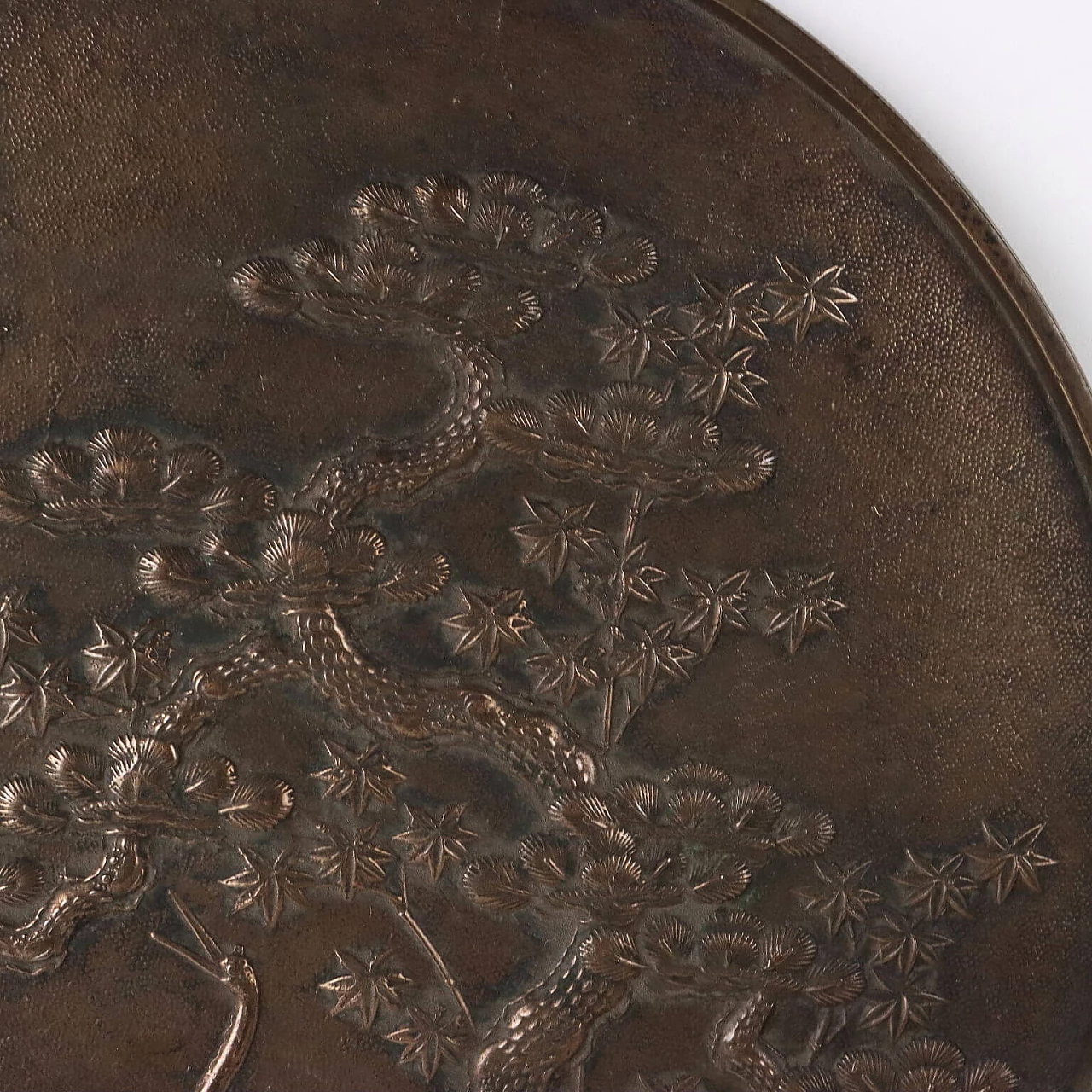 Meiji bronze mirror with rope handle, late 19th century 5