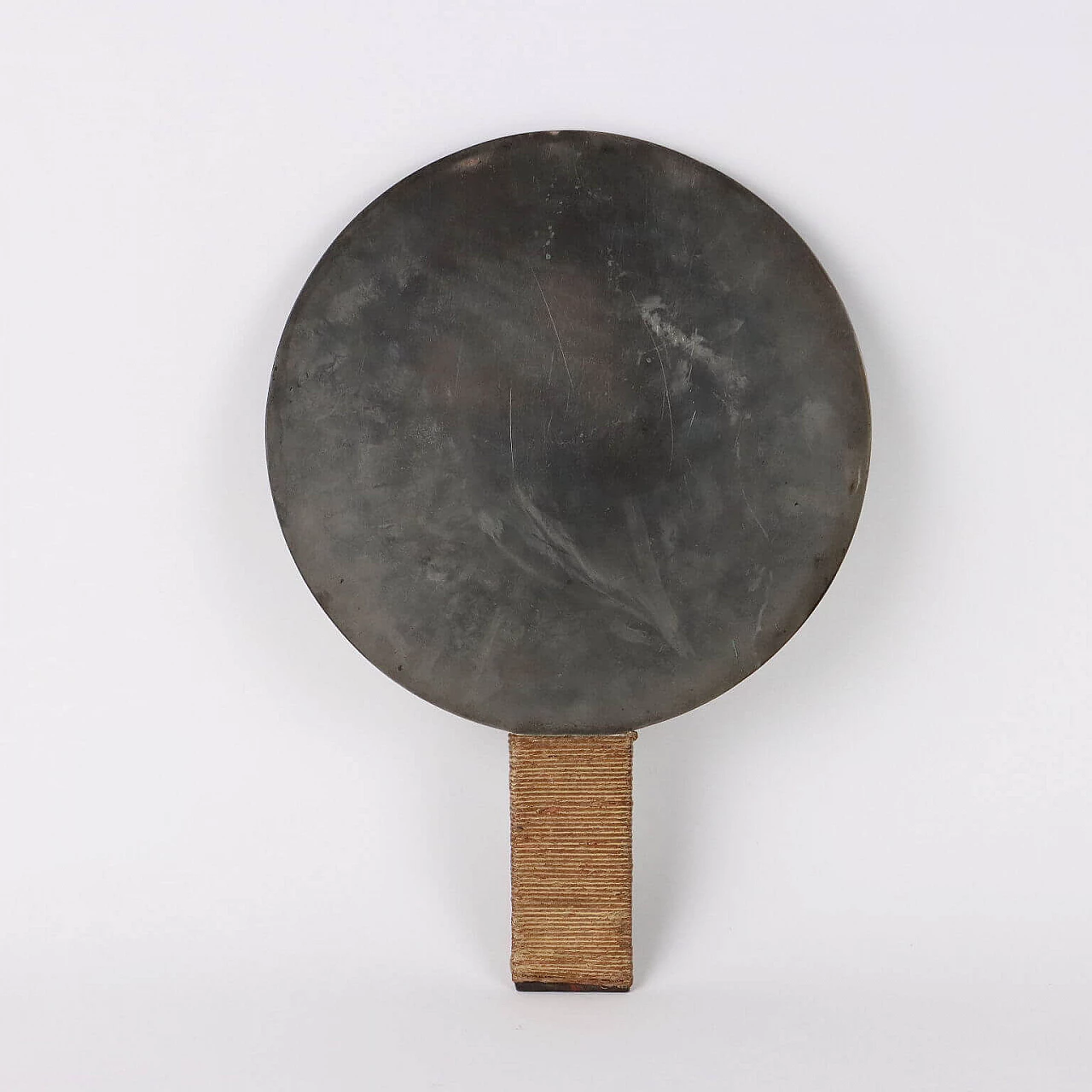 Meiji bronze mirror with rope handle, late 19th century 7