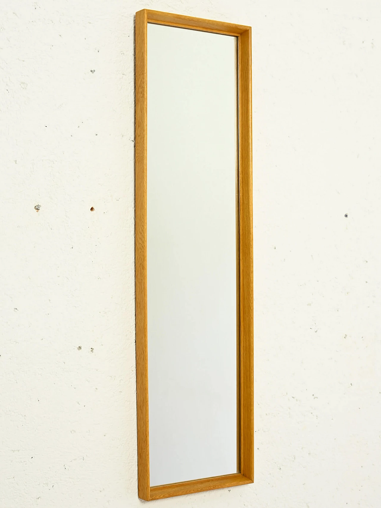 Specchio scandinavo rettangolare con cornice sottile in teak, anni '60 1