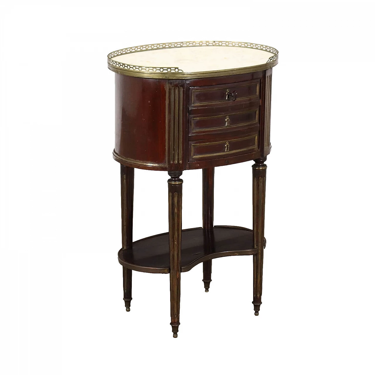 Nightstand in mahogany with marble top, 19th century 1