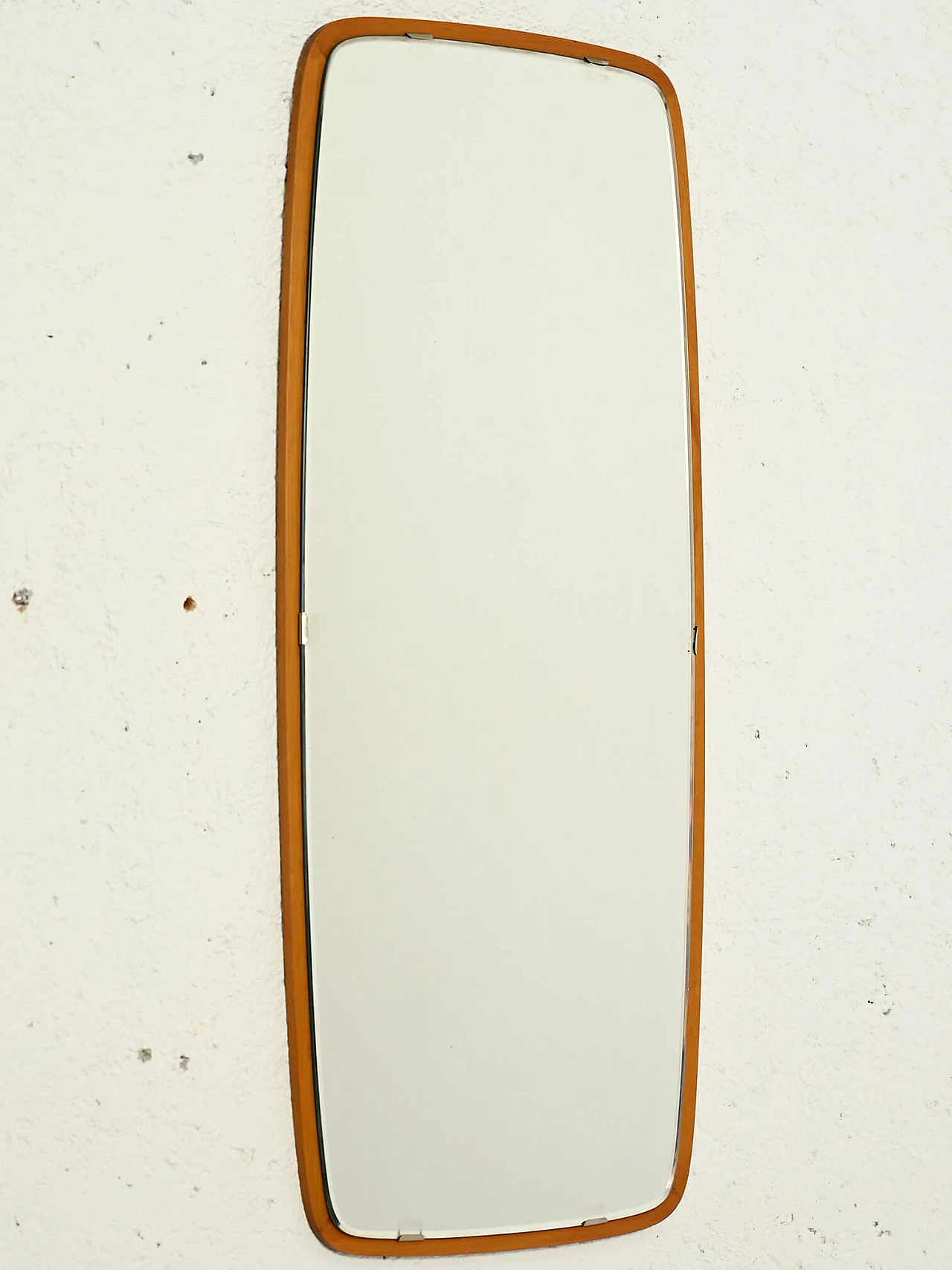 Scandinavian mirror with curved teak frame, 1960s 1